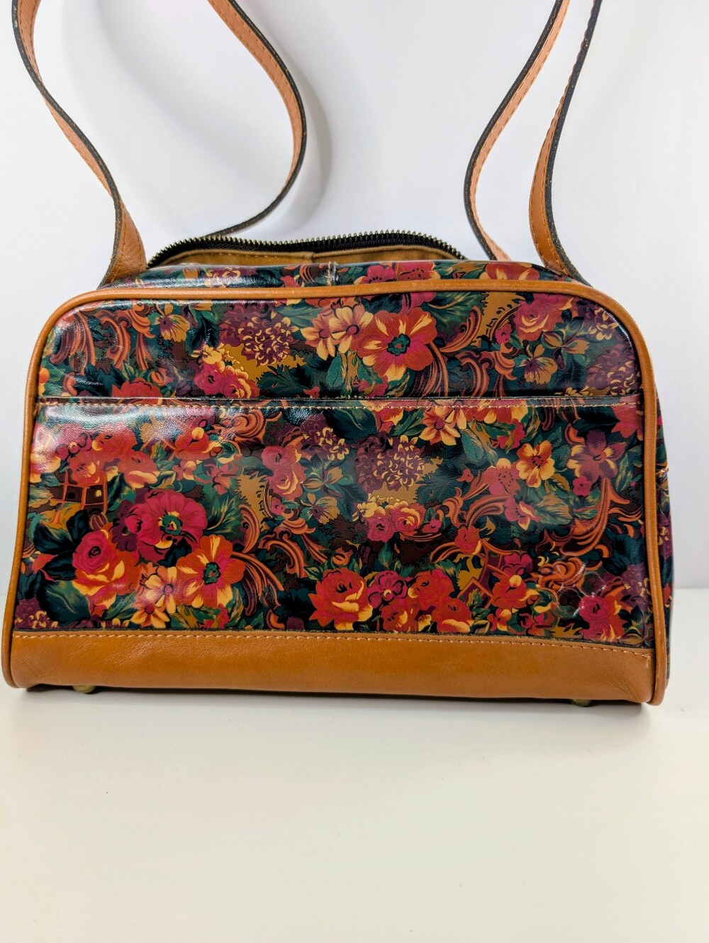 Patricia Nash Rustic Nature Floral Manali Satchel Leather Shoulder Bag